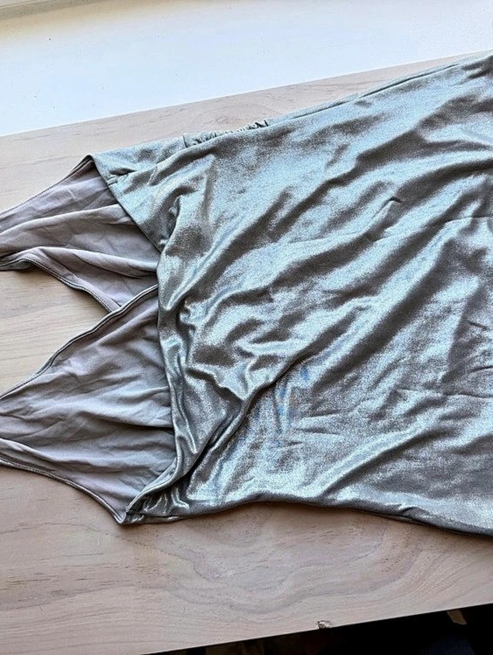 White House Black Market Halter Metallic Crop Top in Silver Size Small Like New - Picture 2 of 6